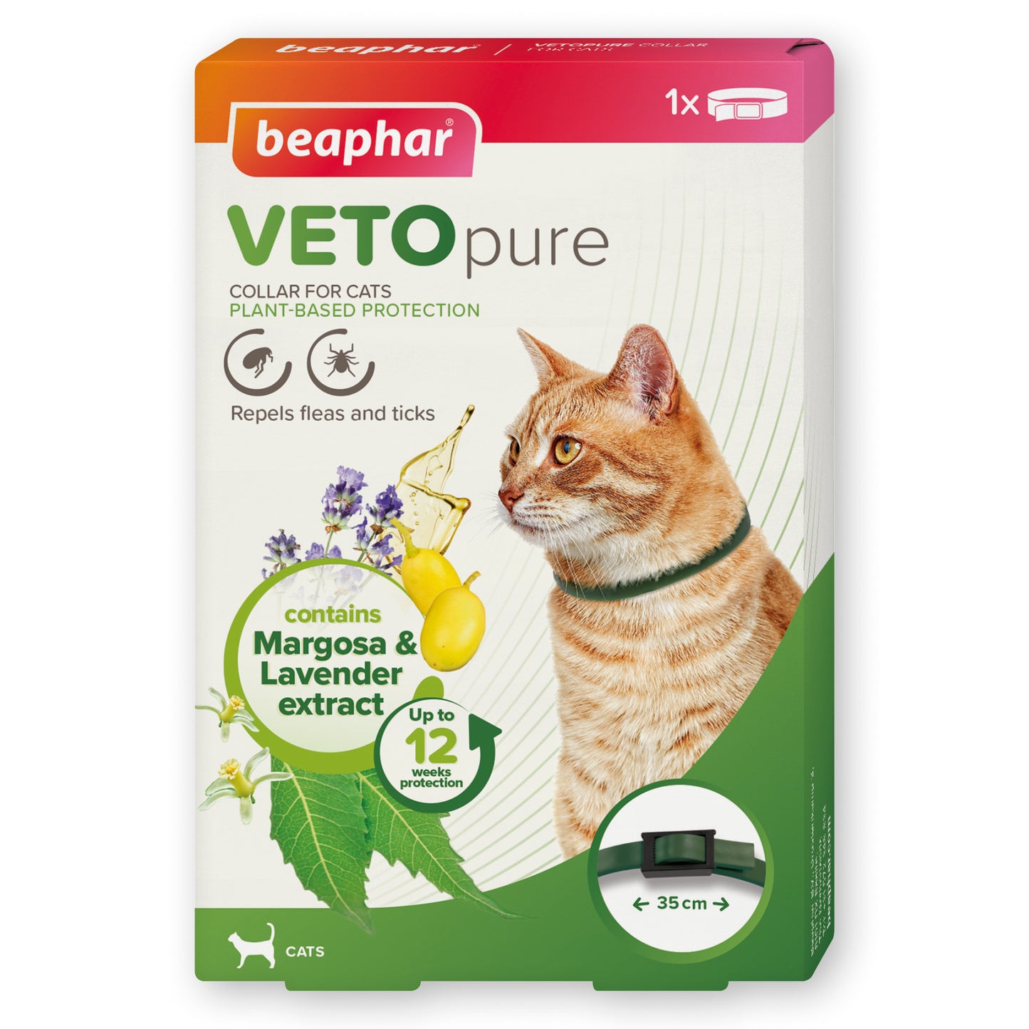 Beaphar VETOpure Flea & Tick Collar Green Cat 35cm