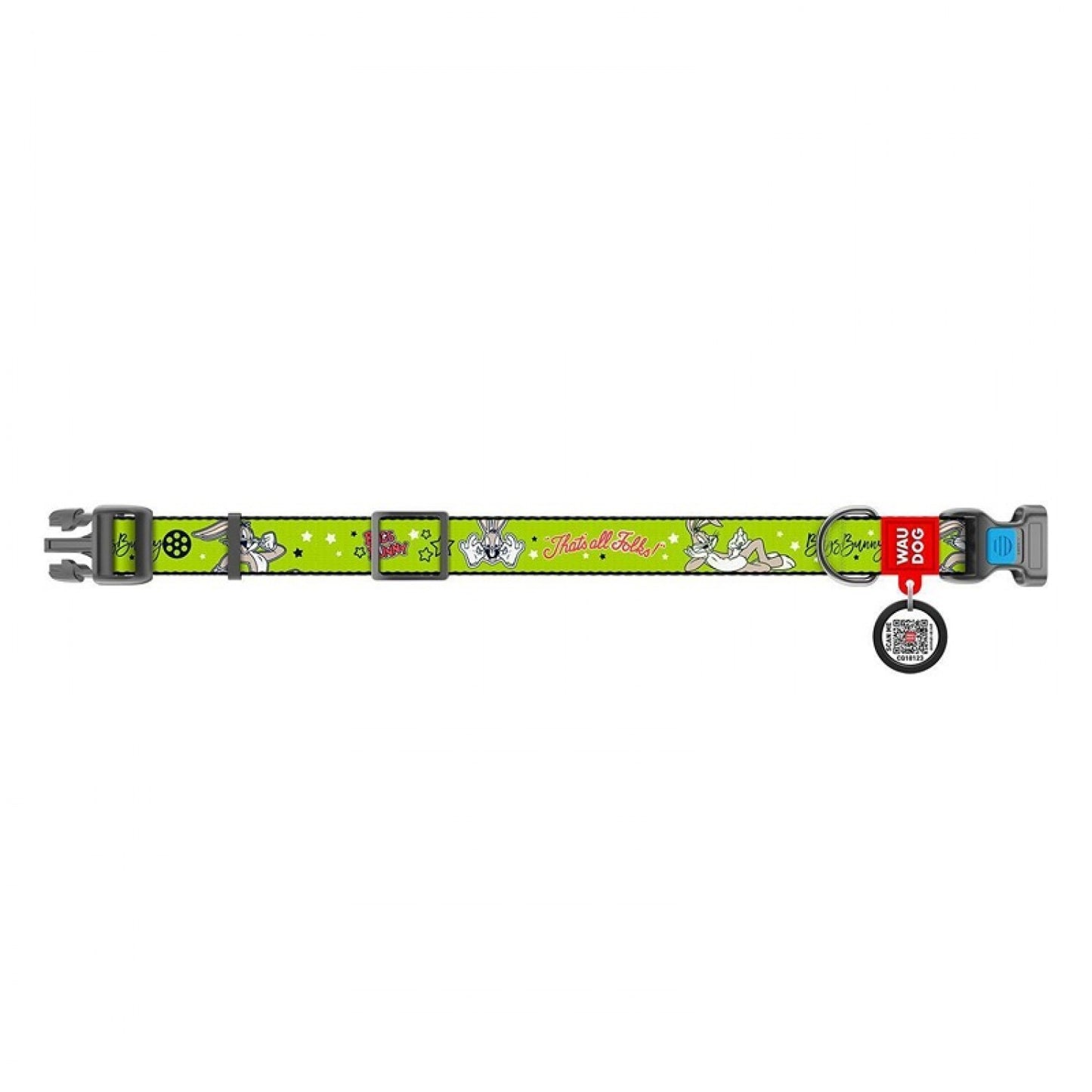 WAUDOG NYLON Collar DC with QR passport "Looney 5" Plastic Fastex