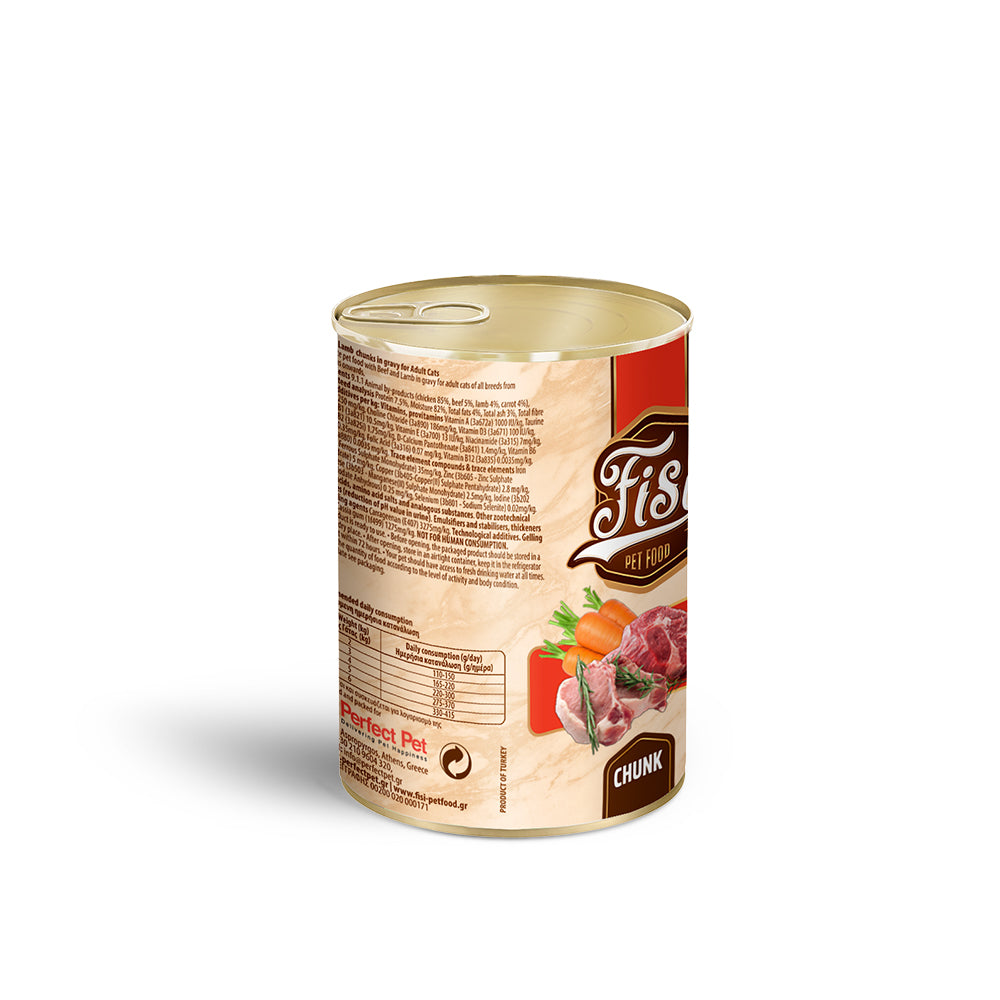 FISI CAT ADULT ΒΟΔΙΝΟ ΜΕ ΑΡΝΙ & ΚΑΡΟΤΟ ΣΕ ΣΑΛΤΣΑ 400gr