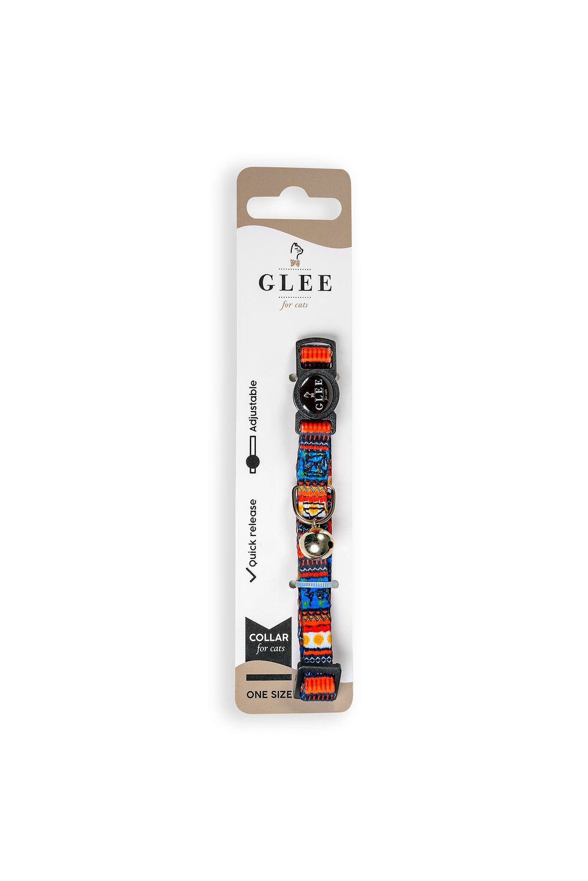 Glee Περιλαίμιο Ιμάντα με πλαστικό κούμπωμα & κουδουνάκι Multicolor Blue - Orange 10mm x 30cm