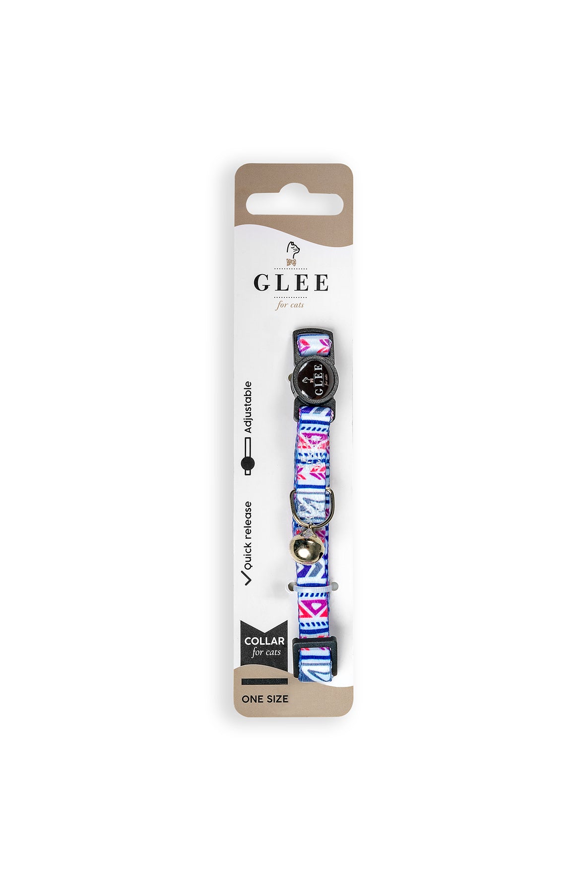 Glee Περιλαίμιο Ιμάντα με πλαστικό κούμπωμα & κουδουνάκι Multicolor White 10mmx30cm