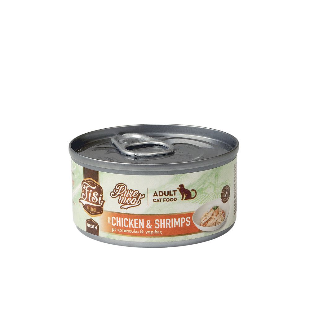 FISI Pure Meat Cat Adult Κοτόπουλο & Γαρίδες 80gr
