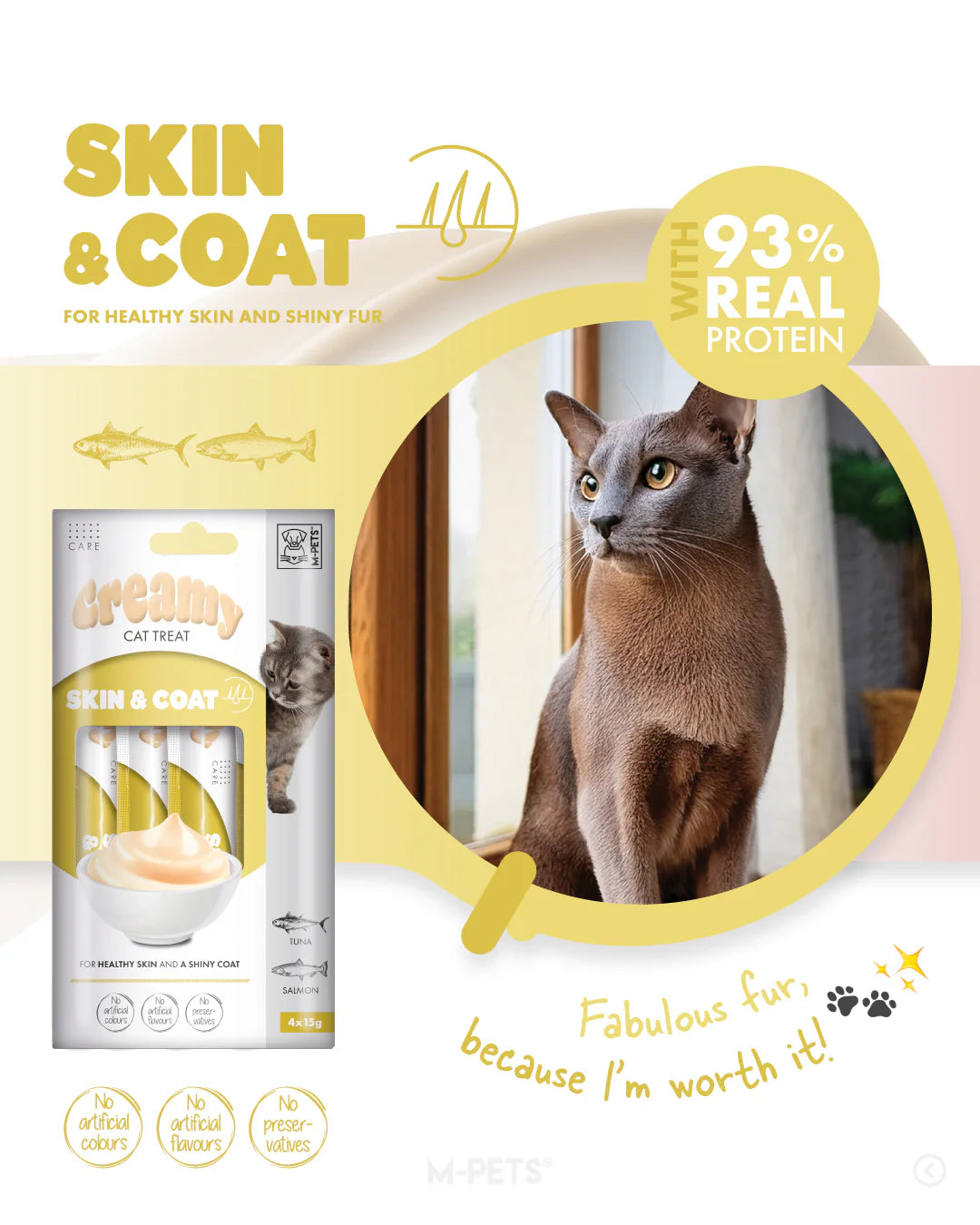 M-Pets Κρέμα Skin & Coat - Τόνος & Σολομός 60gr (4x15gr)