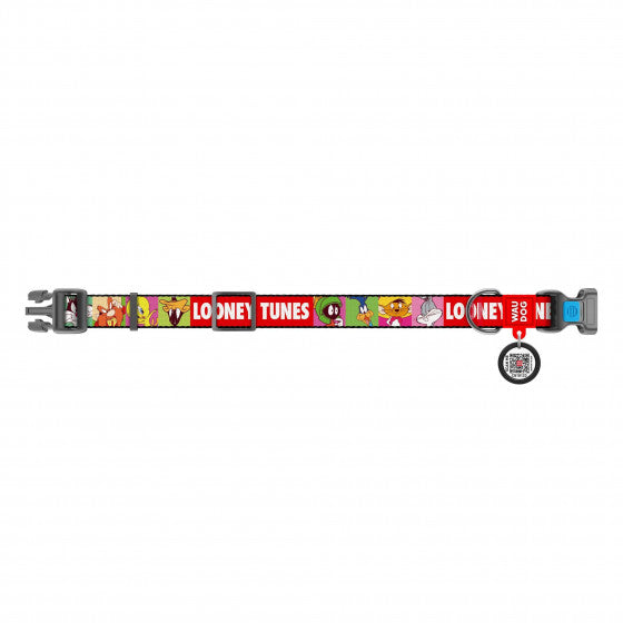 WAUDOG NYLON Collar DC with QR passport "Looney 2" Plastic Fastex