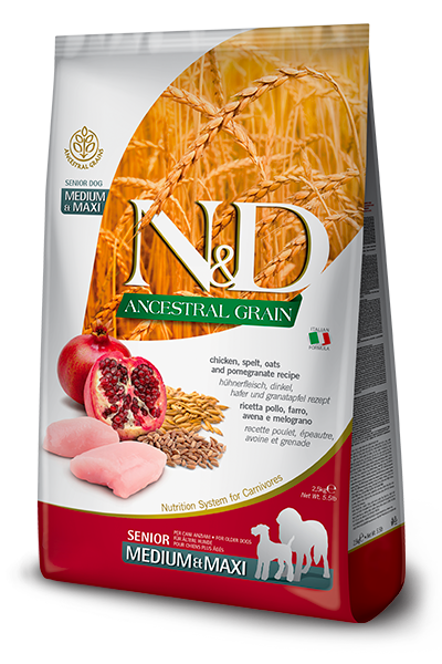 N&D DOG CHICKEN & POMEGRANATE SENIOR med/maxi  2,5 kg