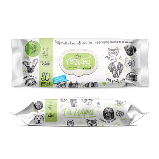 PERFECT CARE PET WIPES ΜΕ ΧΛΩΡΕΞΙΔΙΝΗ FRESH APPLE (80 μαντ.)