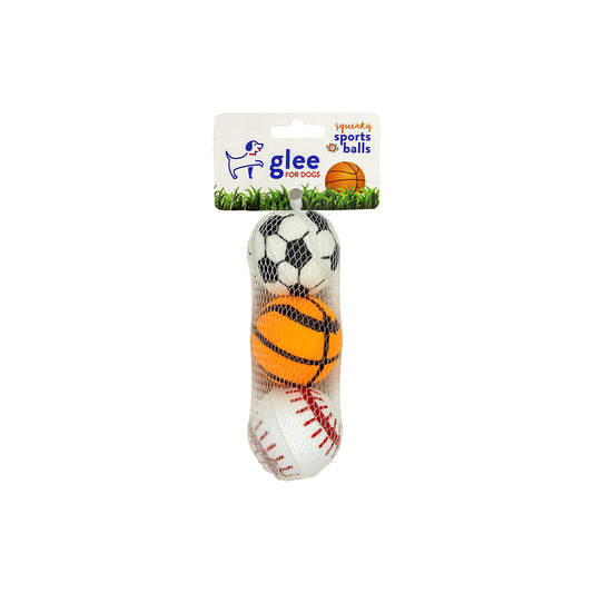 GLEE ΠΑΙΧΝΙΔΙ ΣΚΥΛΟΥ SQUEAKY SPORTS BALLS 5cm 3pcs