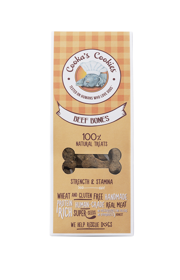Cooka's Cookies ΜΠΙΣΚΟΤΑ Beef Bones ΜΕ ΜΟΣΧΑΡΙ & ΠΑΝΤΖΑΡΙ (100γρ)