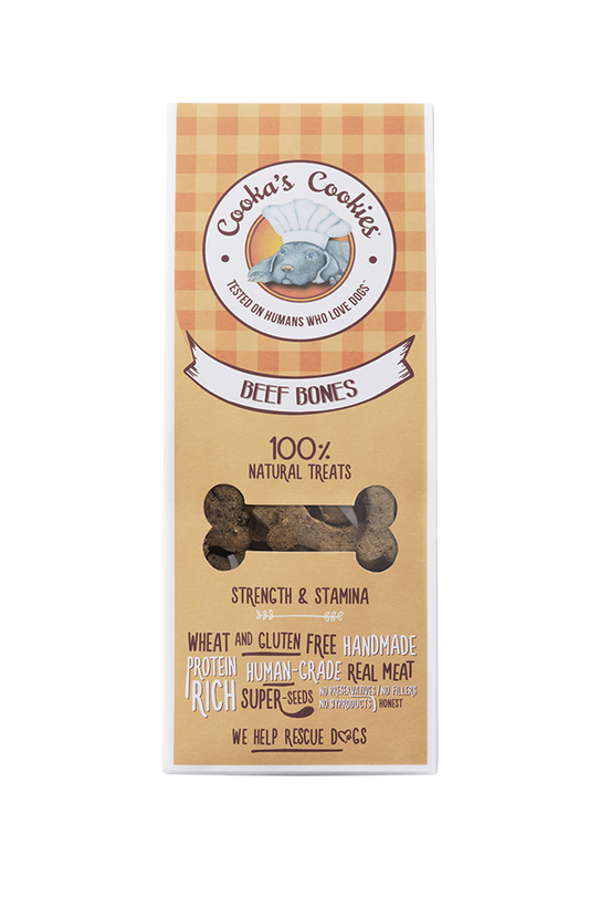 Cooka's Cookies ΜΠΙΣΚΟΤΑ Beef Bones ΜΕ ΜΟΣΧΑΡΙ & ΠΑΝΤΖΑΡΙ (100γρ)