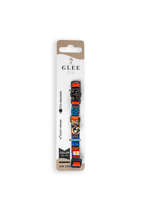 Glee Περιλαίμιο Ιμάντα με πλαστικό κούμπωμα & κουδουνάκι Multicolor Blue - Orange 10mm x 30cm