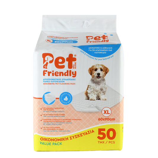 PET FRIENDLY Επιδαπέδιες Πάνες κατοικίδιων 60×90 – ΜΕΓΕΘΟΣ XL Economy Pack Πακέτο 50 τεμαχίων