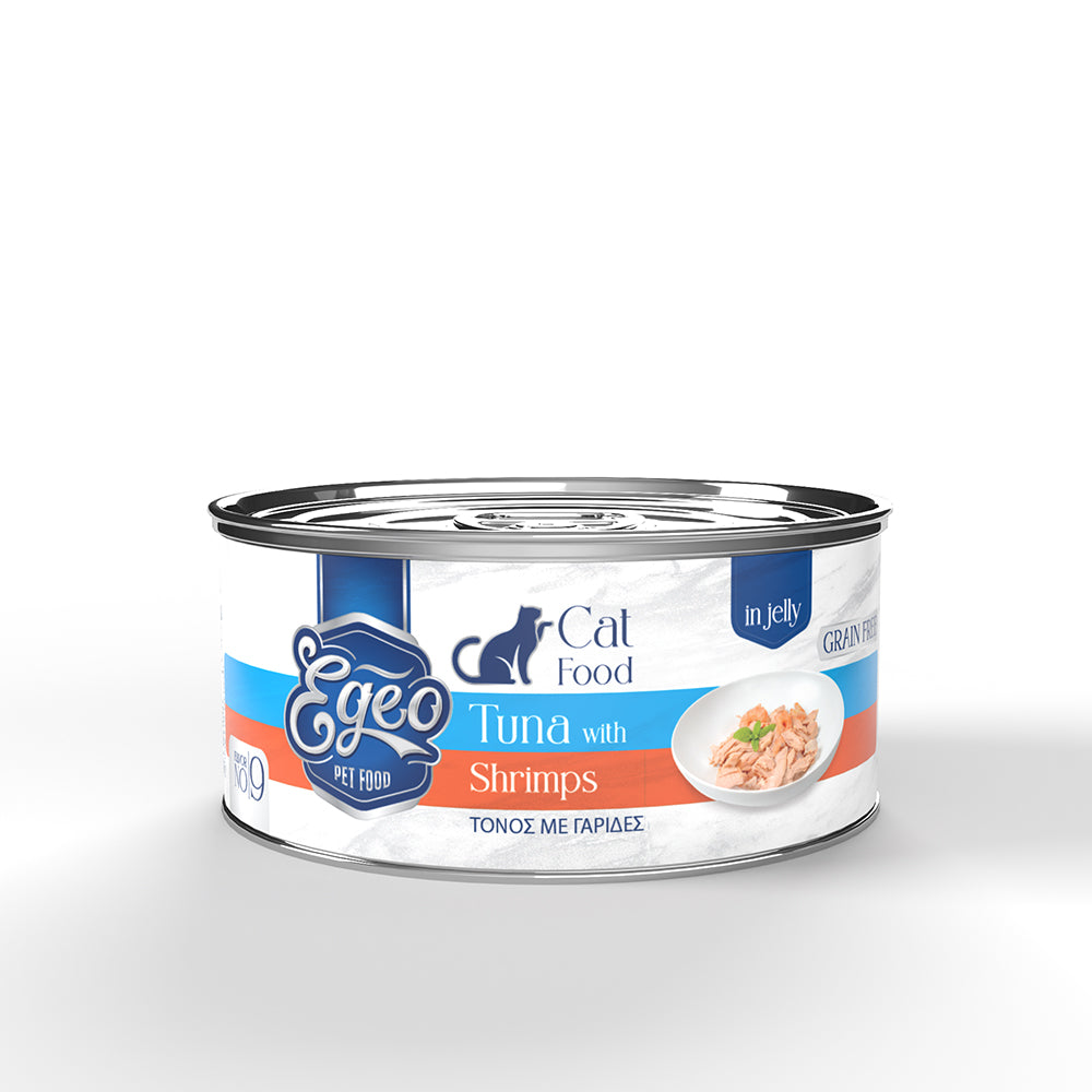 EGEO  No9 Adult Τόνος με Γαρίδες σε ζελέ 85gr