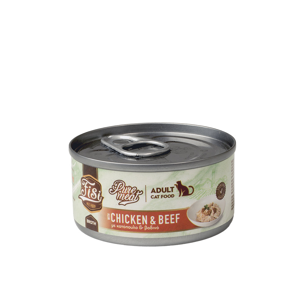 FISI Pure Meat Cat Adult Κοτόπουλο & Βοδινό 80gr