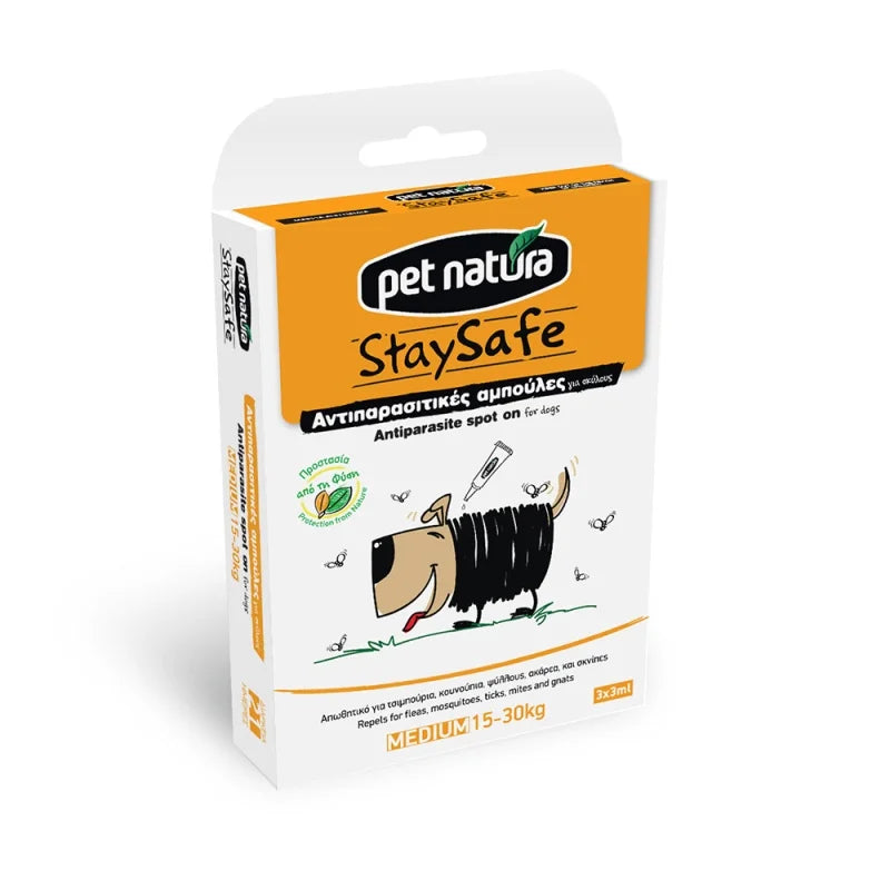 Pet Natura Αντιπαρασιτικές αμπούλες για σκύλους 15-30kg 3 x 3ml