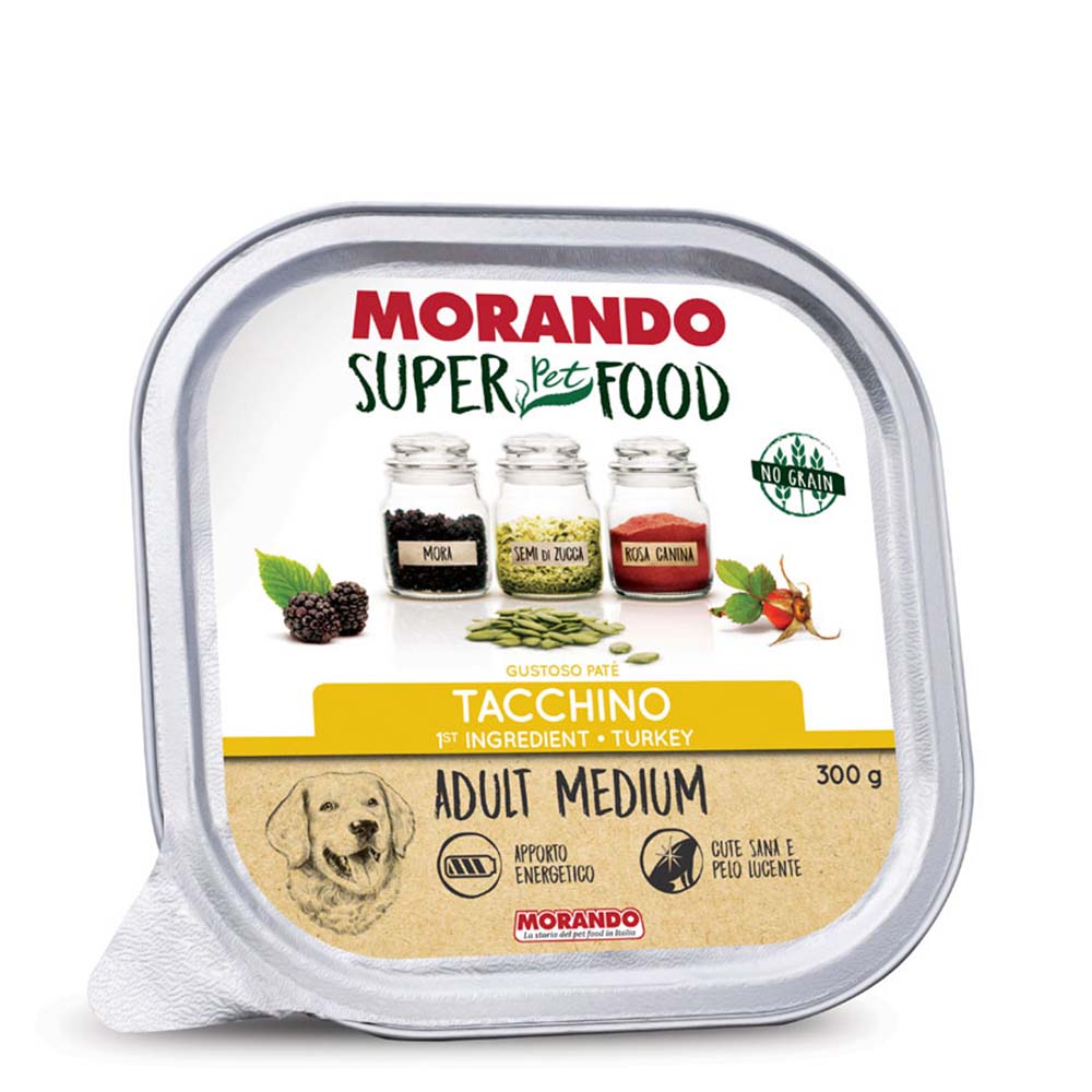 Morando Super Food Dog Adult Medium Πατέ Γαλοπούλα 300g