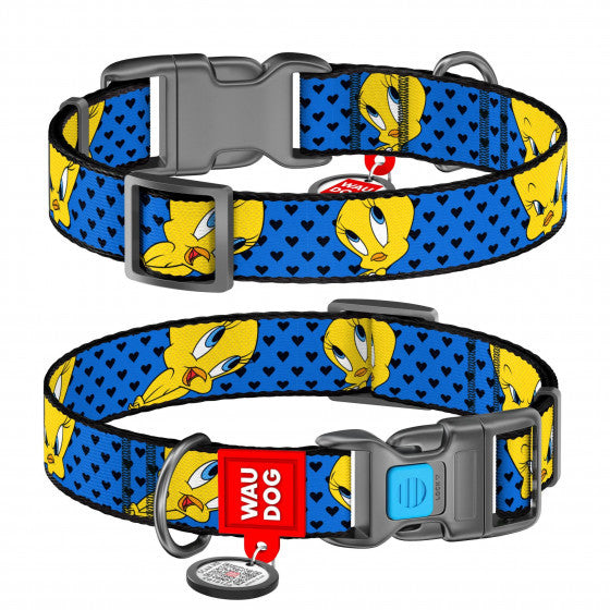 WAUDOG NYLON Collar with QR passport Looney 4" Plastic Fastex